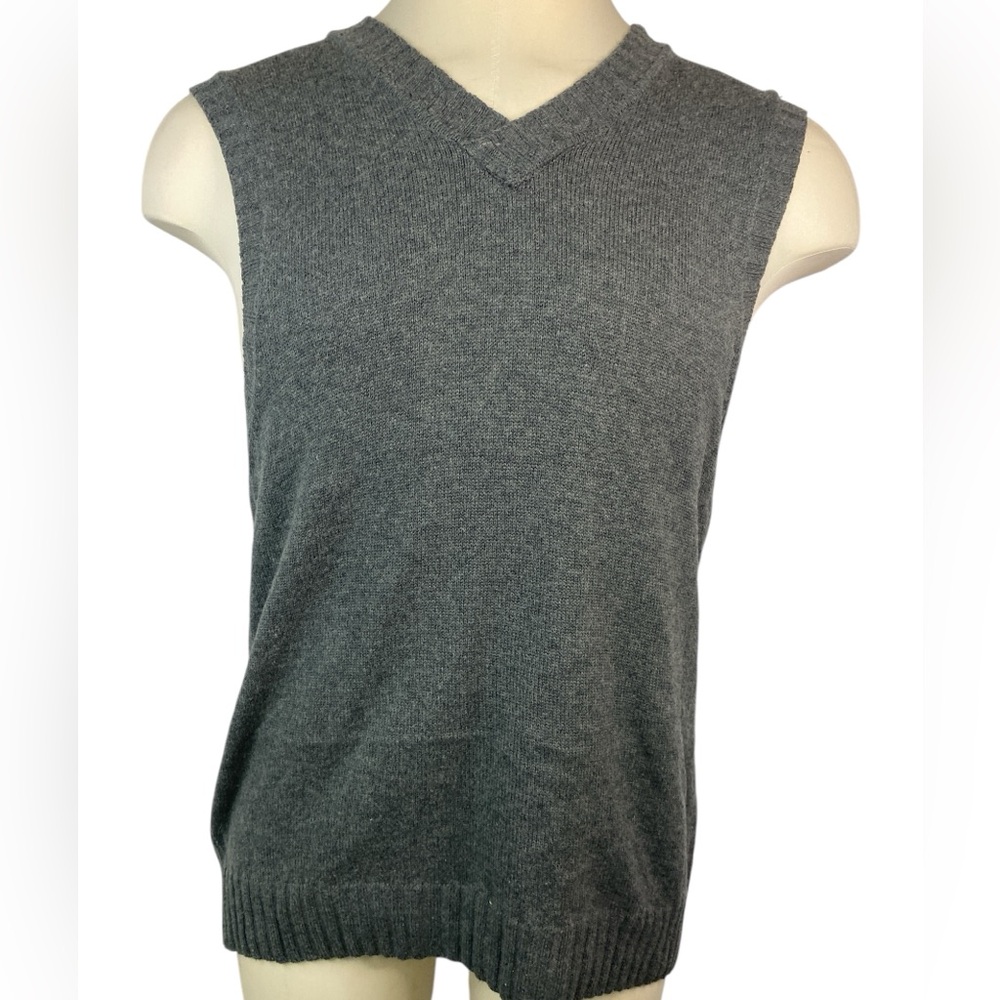 Tristan Men's Gray Lambs Wool Blend Sweater Vest Large